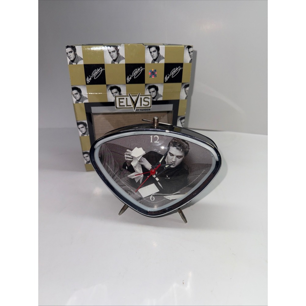 Elvis Presley Vandor Fan Mail Desk Clock Vintage 2000 Triangular Retro 47224